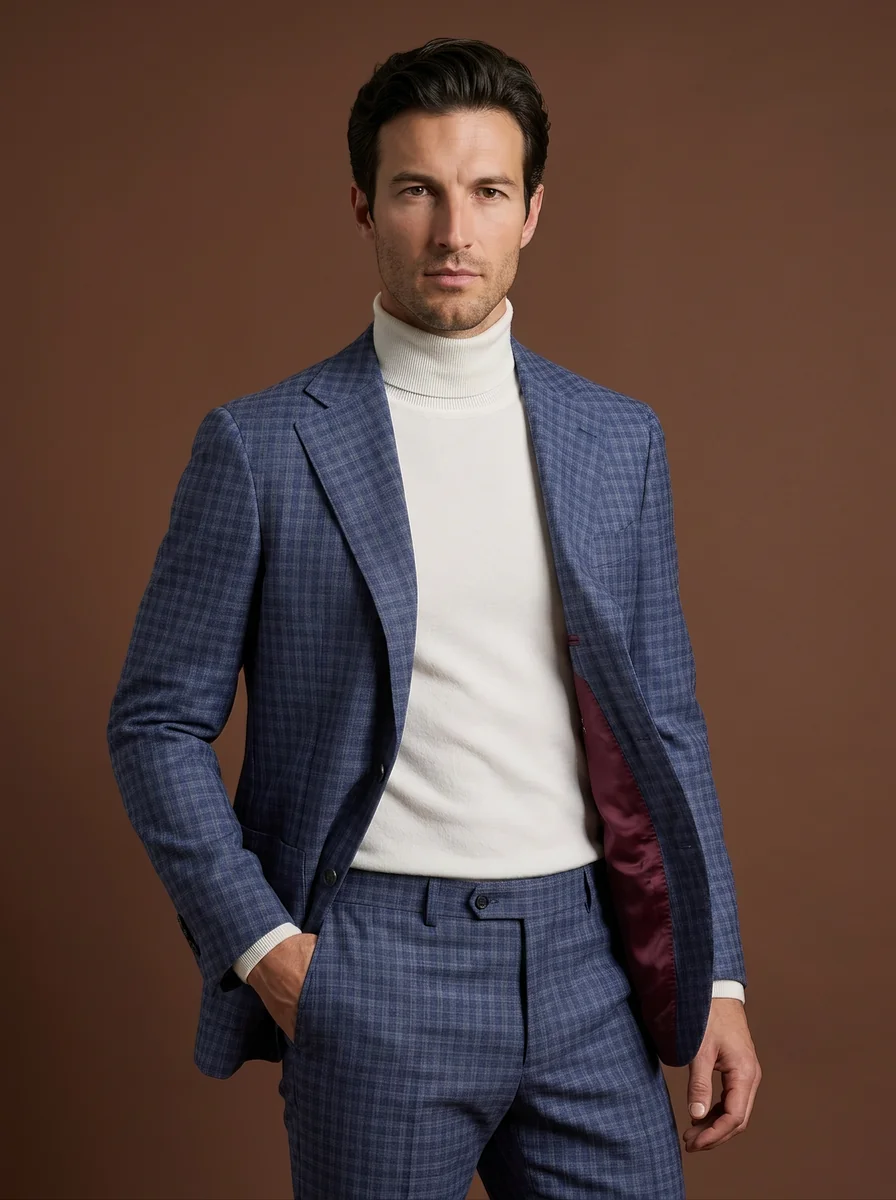 Double-Breasted Navy Blazer detail angle