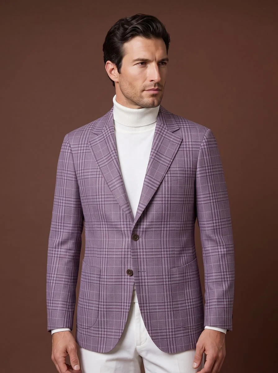 Classic Navy Hopsack Blazer detail angle