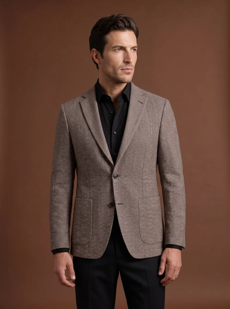 Brown Houndstooth Sport Coat detail angle