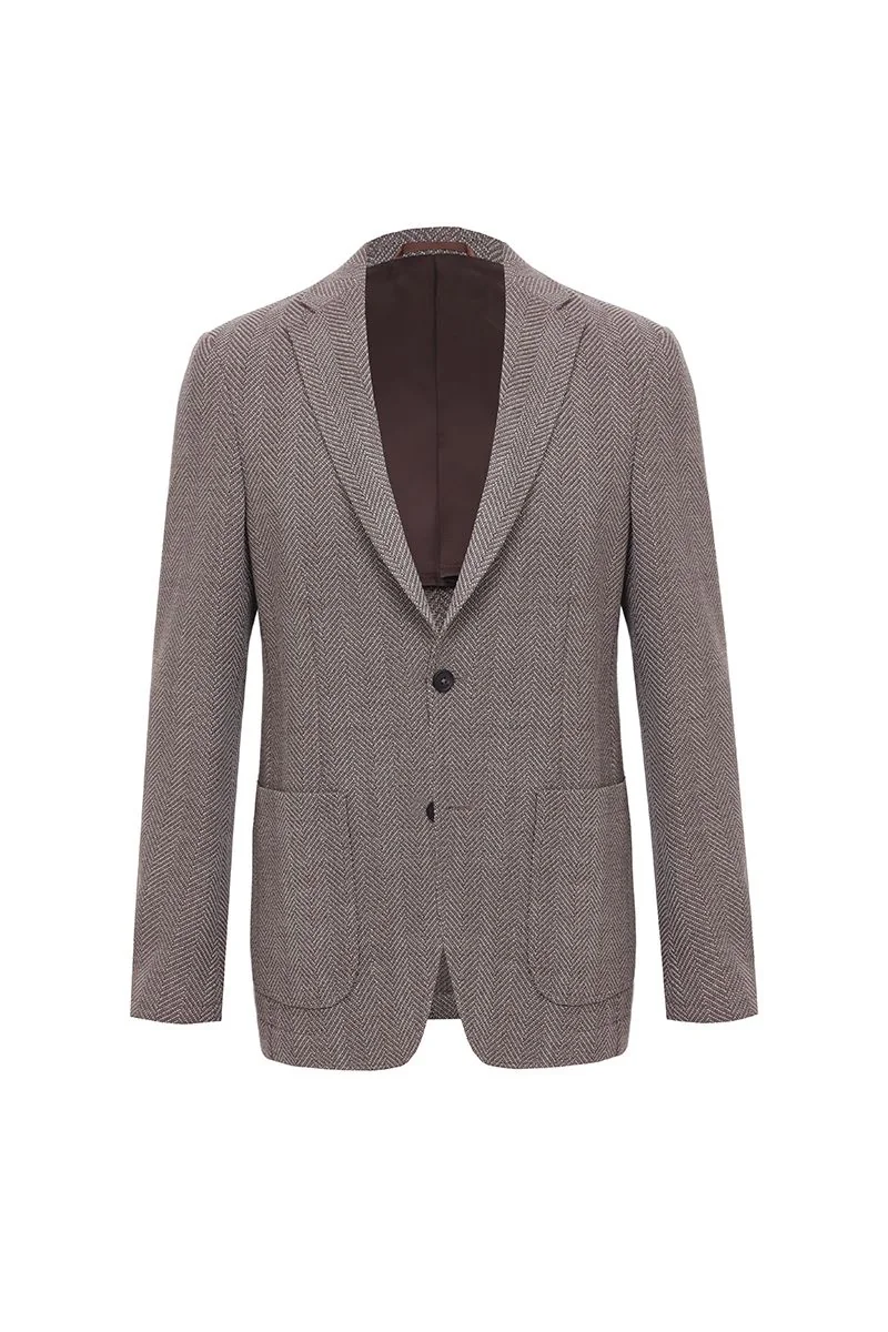 Brown Houndstooth Sport Coat - 26AWMJK222(DAT6453)