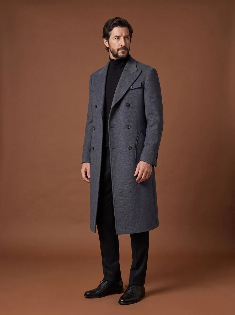 Single-Breasted Melton Coat detail angle