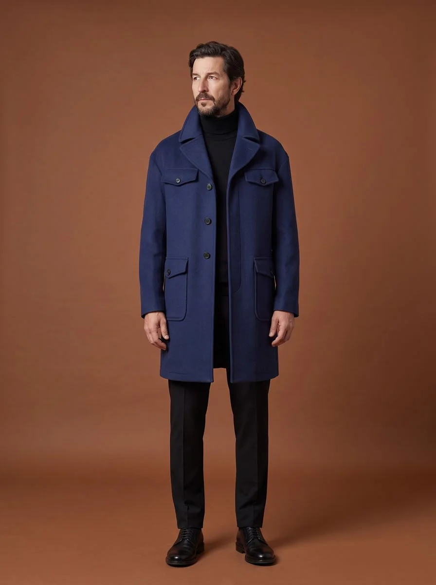 Classic Gray Wool Topcoat detail angle