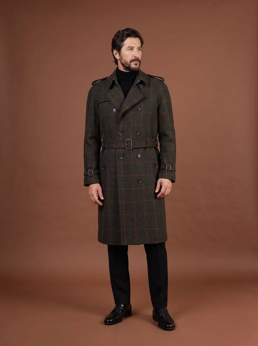 Dark Navy Wool Overcoat detail angle