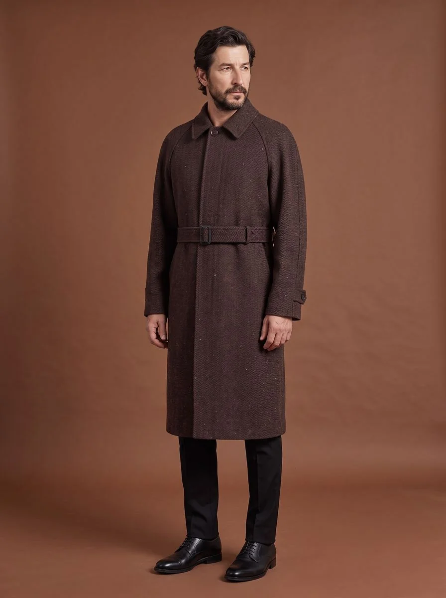 Belted Wool Topcoat detail angle