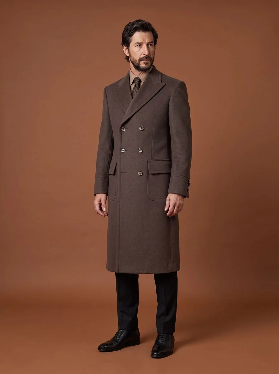 Heavy Wool Winter Overcoat detail angle