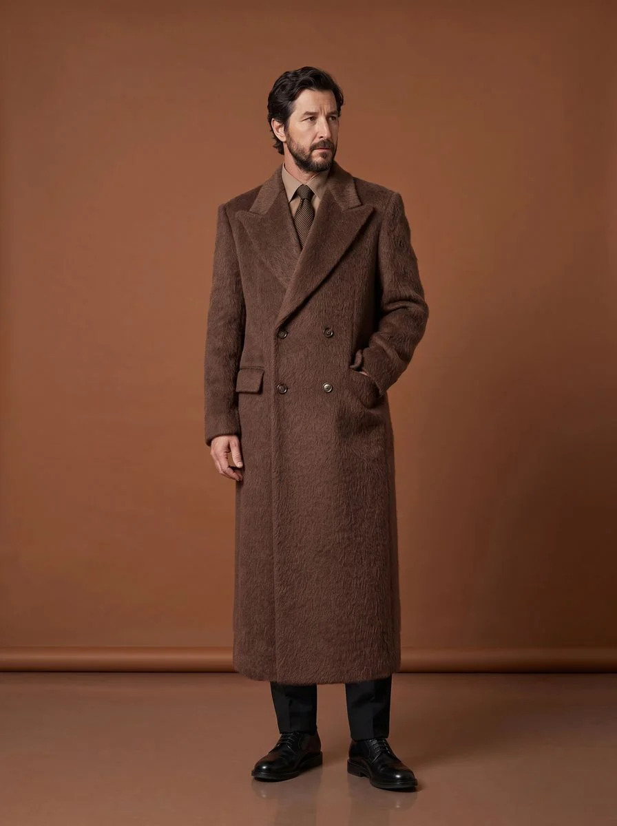 Calf-Length Wool Overcoat detail angle