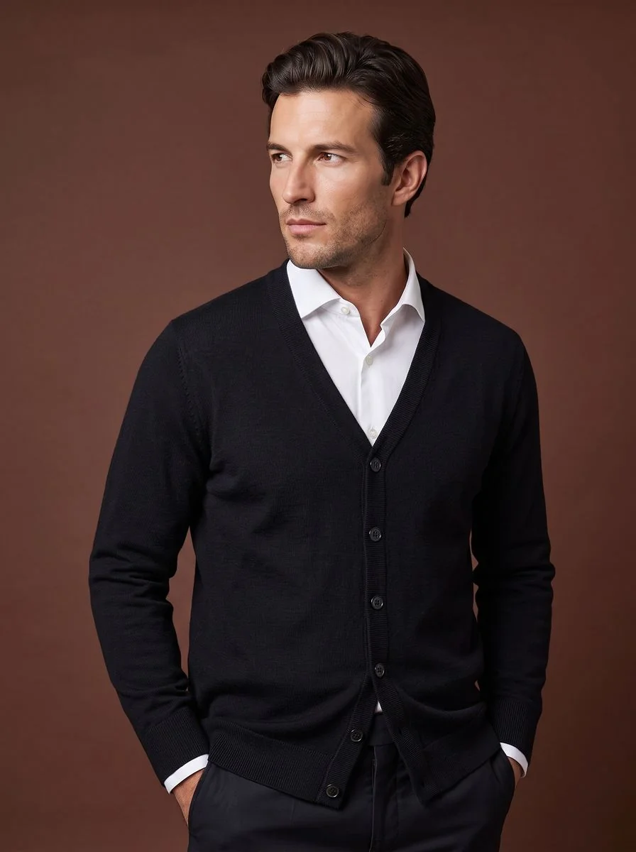 Tailored Wool V-Neck detail angle