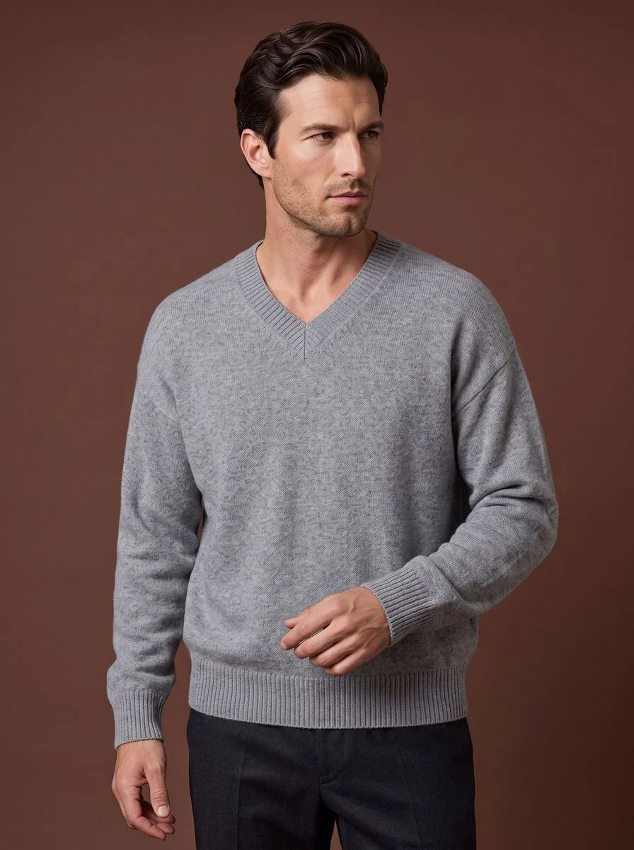 Ribbed Collar Wool Sweater detail angle