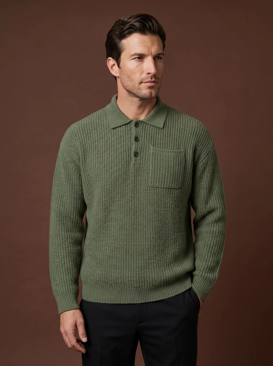 Cable-Knit Wool Pullover detail angle
