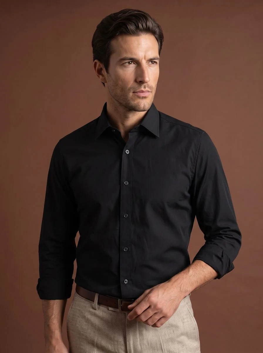 Micro-Check Cotton Dress Shirt detail angle