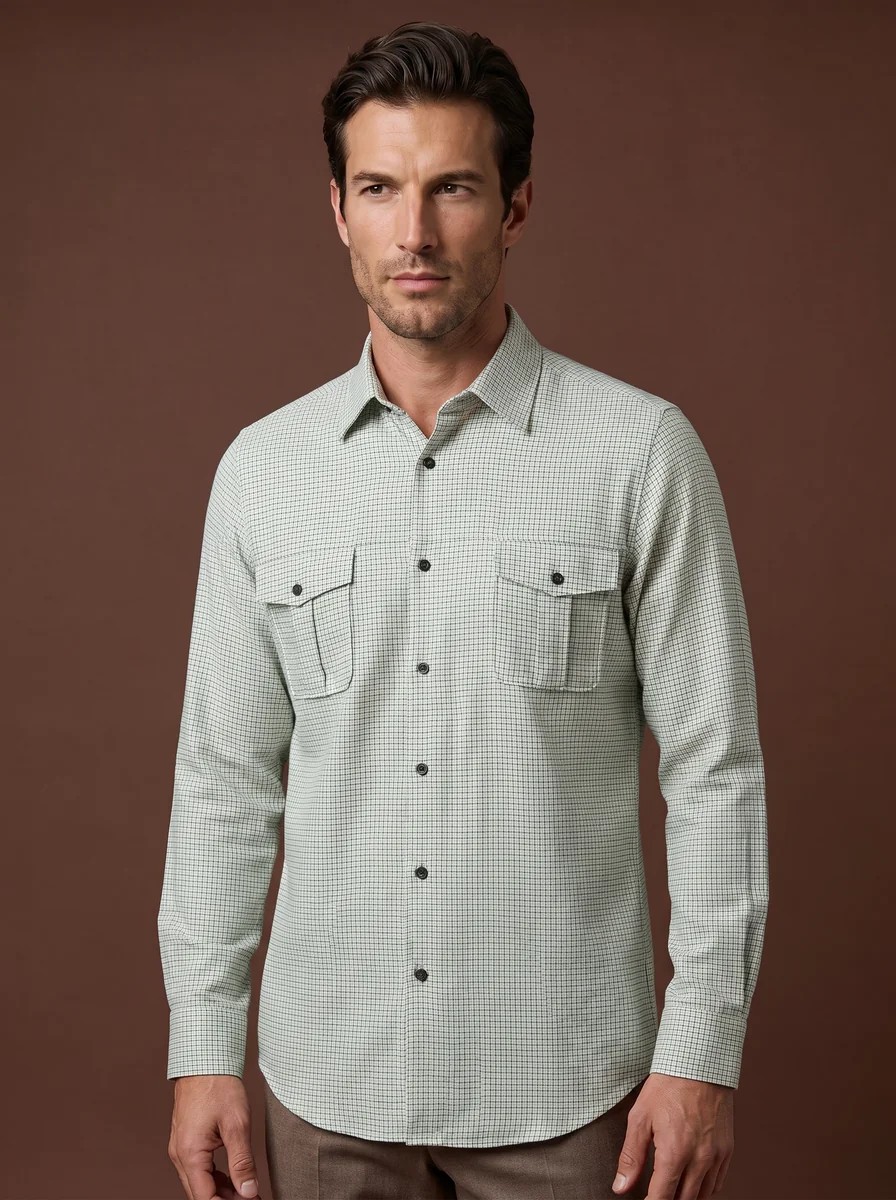 Light Blue Twill Dress Shirt detail angle