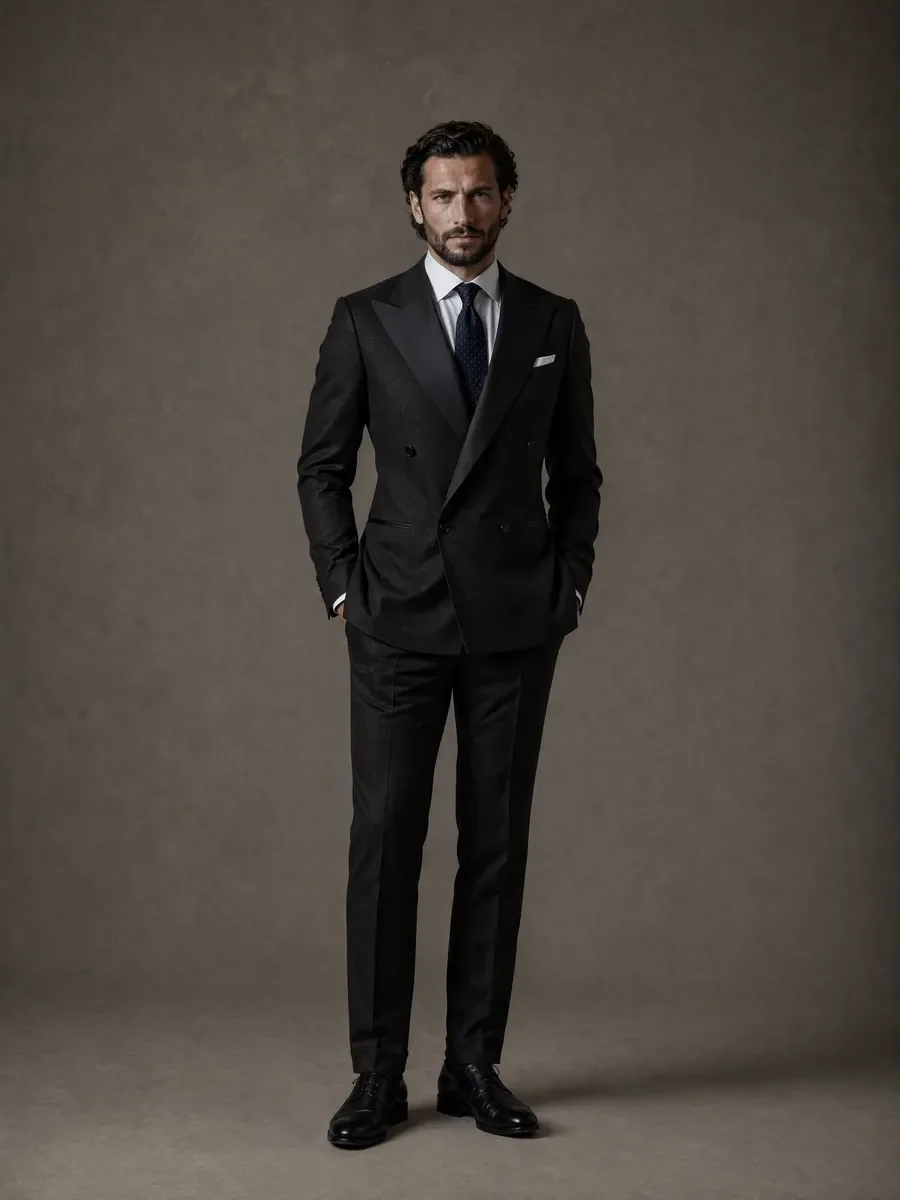 Classic Two-Piece Navy Suit detail angle