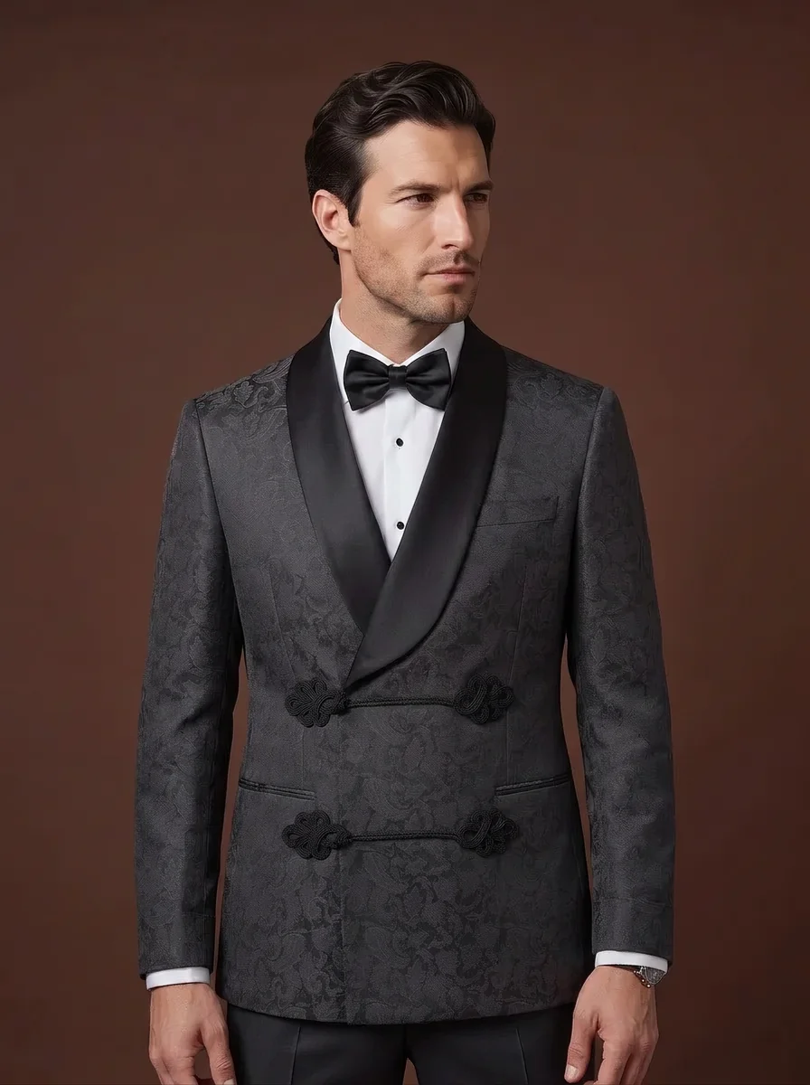 Charcoal Two-Piece Business Suit detail angle