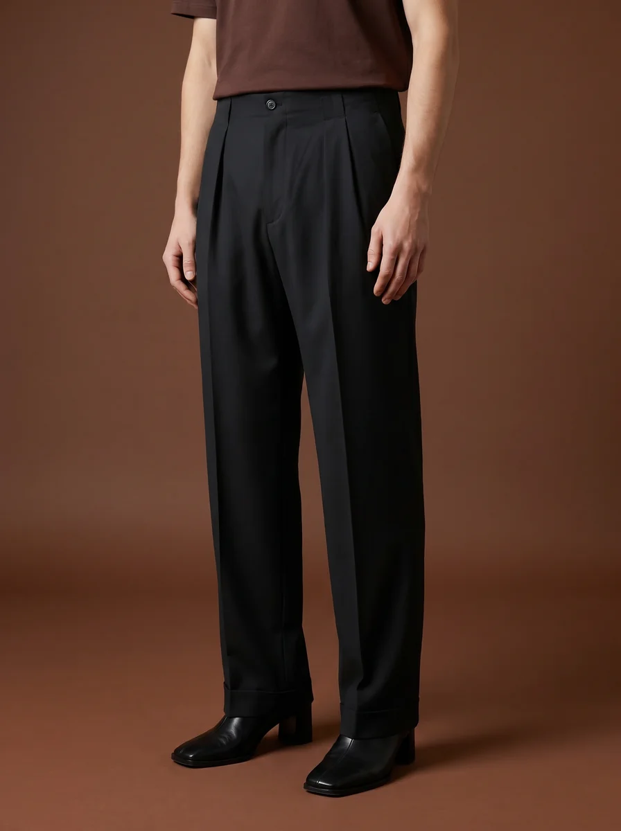 Straight-Leg Wool Pants detail angle