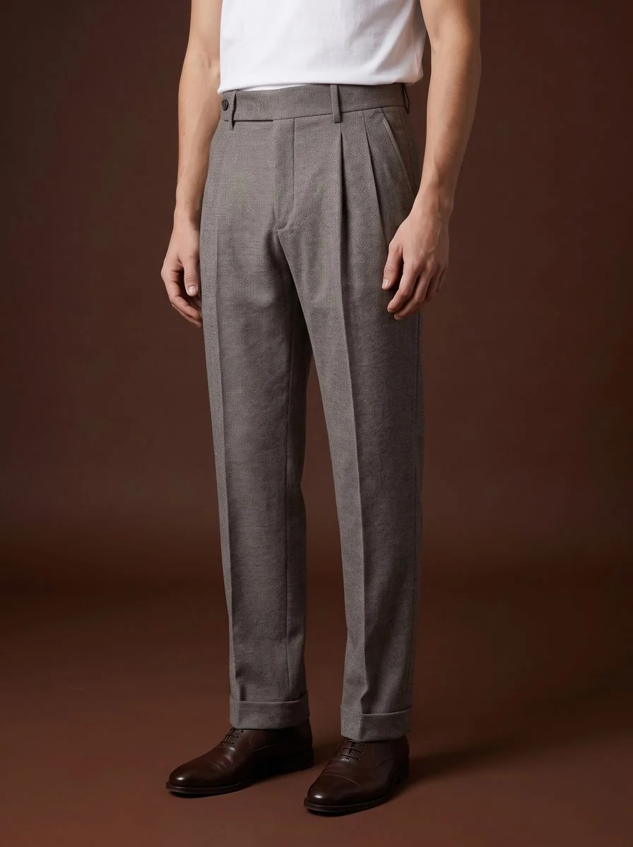 Classic Charcoal Flannel Pants detail angle