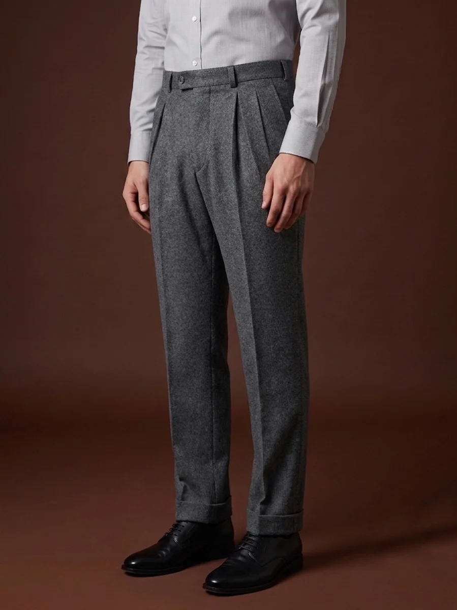 Classic Black Wool Trousers detail angle