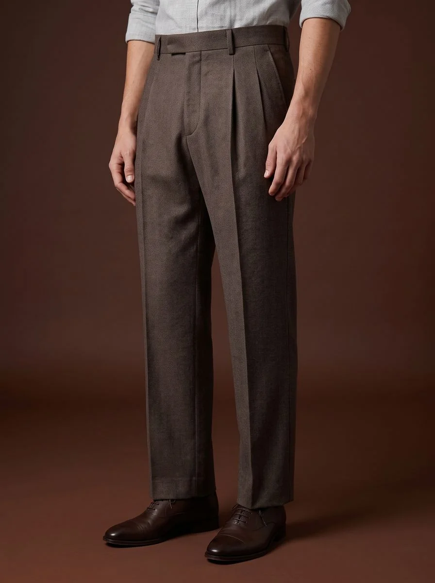 Side-Tab Wool Trousers detail angle