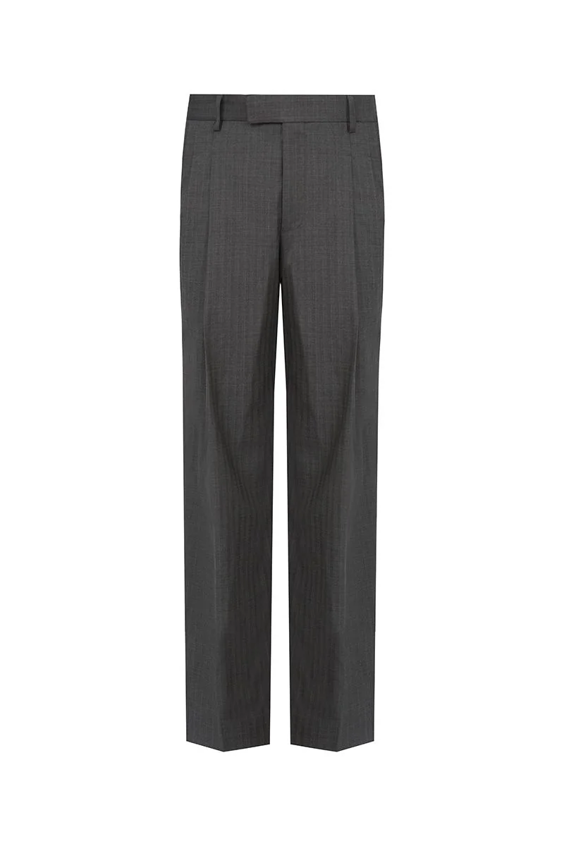 Pleated Navy Wool Trousers - 26AWMPT012(DLL0125)