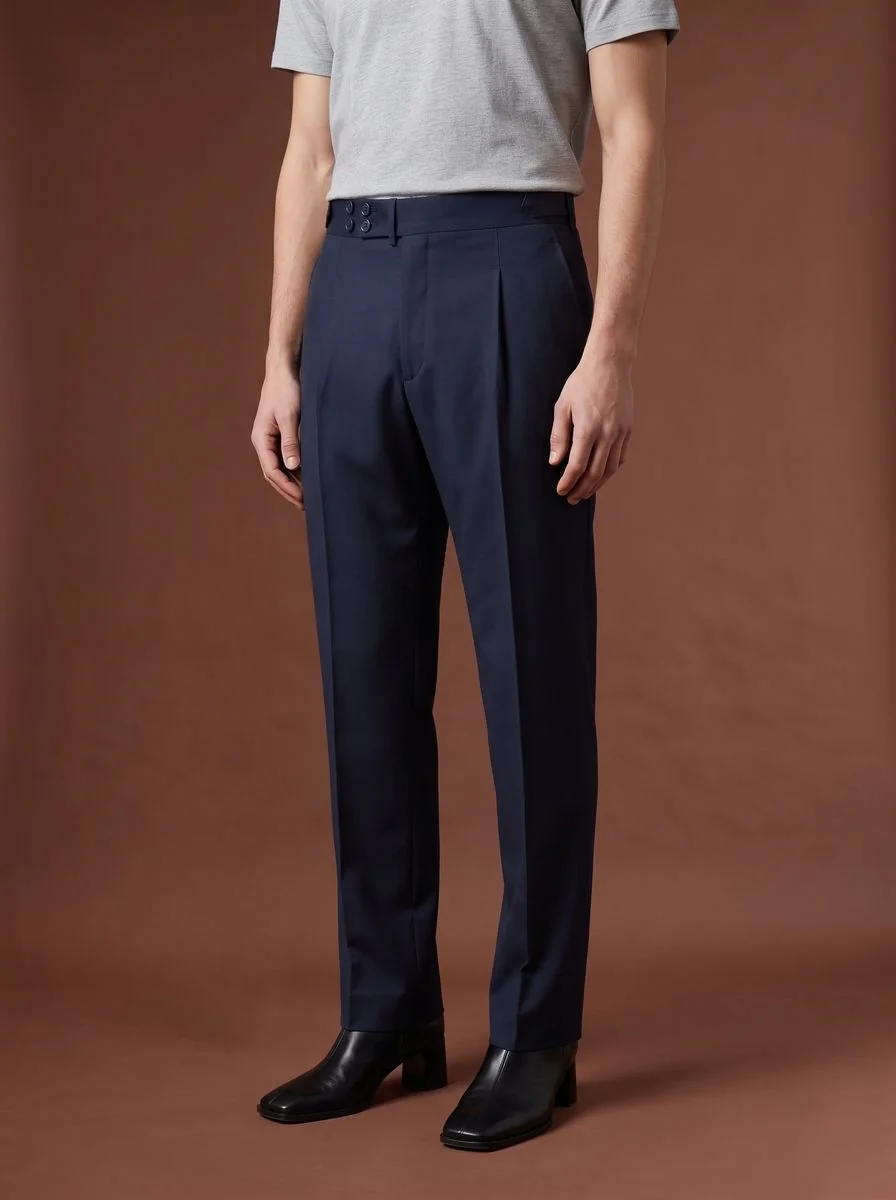 Tailored Cotton-Wool Chinos detail angle