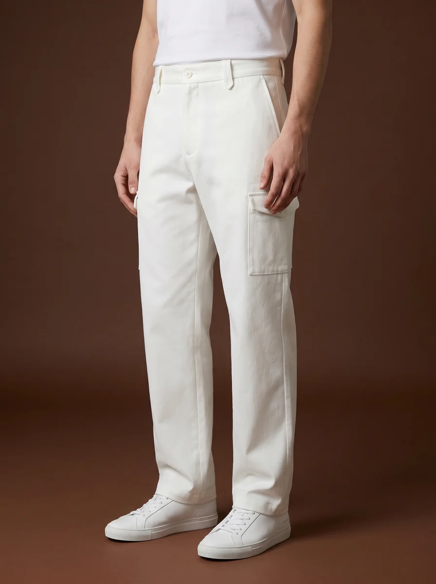 Classic Flat-Front Wool Trousers detail angle