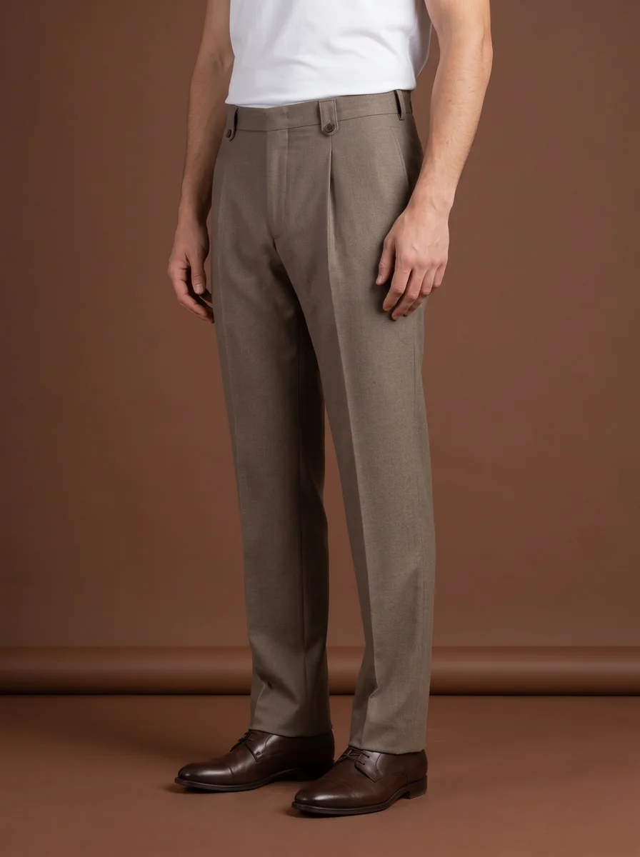 Double-Pleat Flannel Trousers detail angle