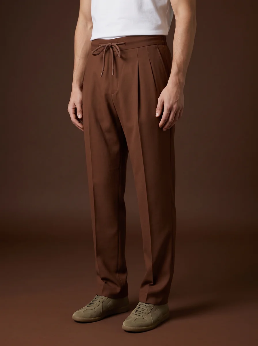 Navy Wool Dress Trousers detail angle