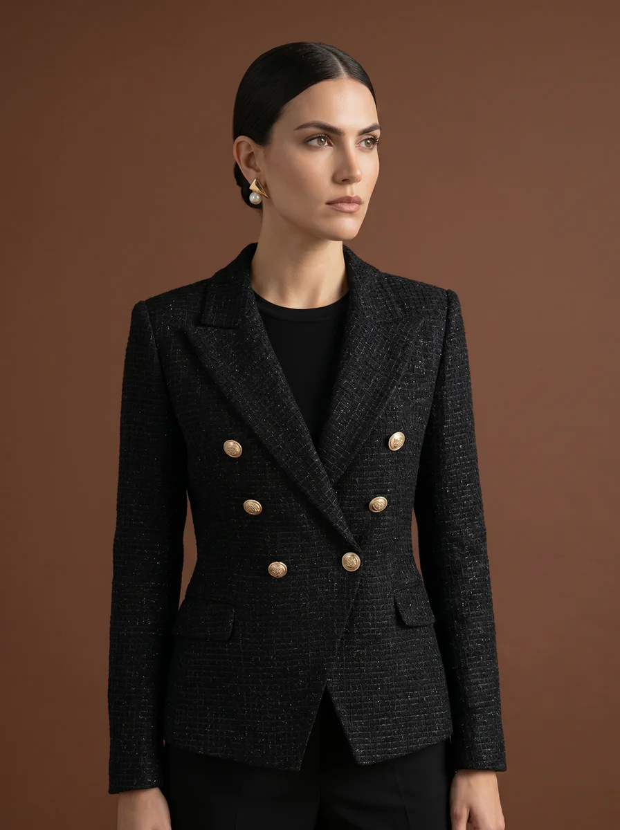 Slim-Lapel Wool Blazer detail angle