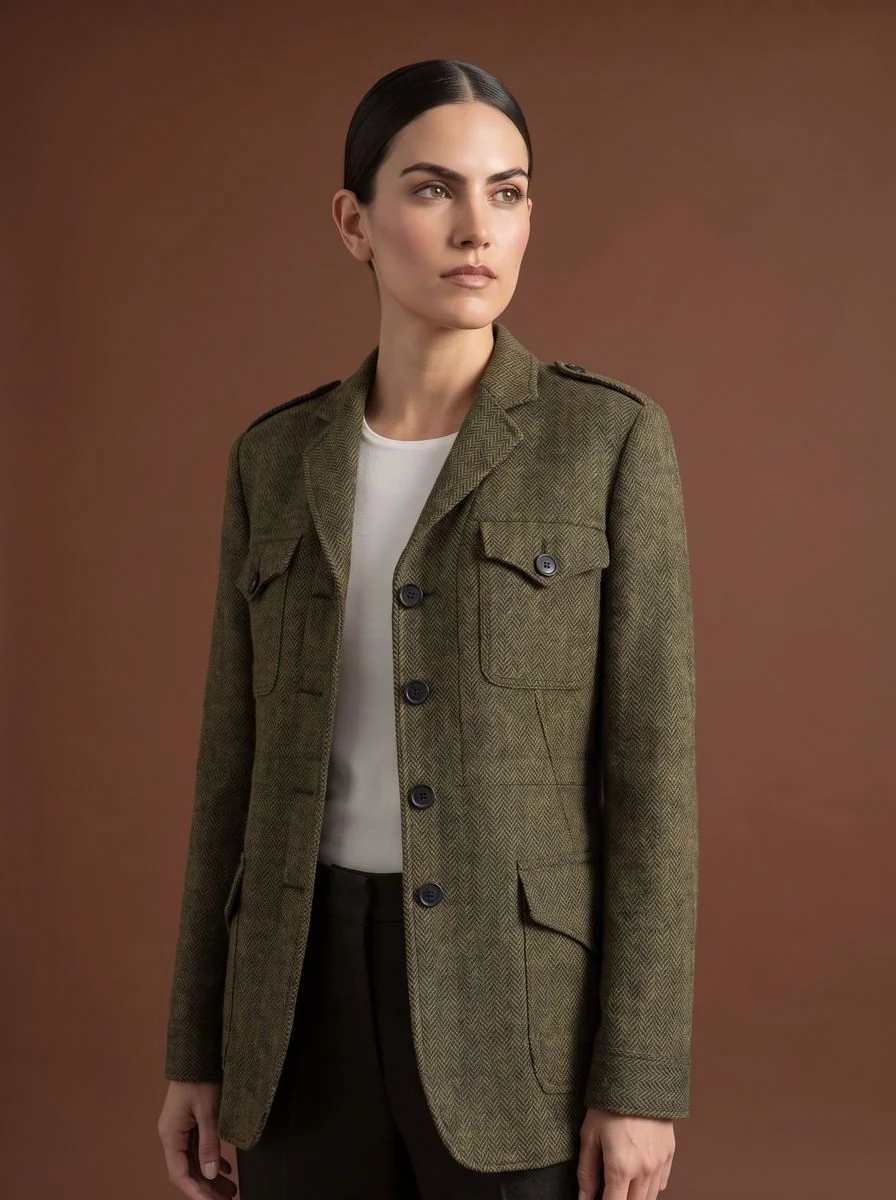 Charcoal Wool Tailored Jacket detail angle