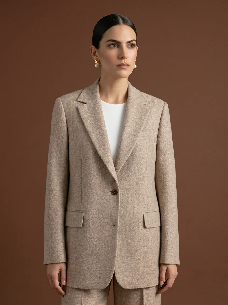Classic Navy Wool Blazer detail angle