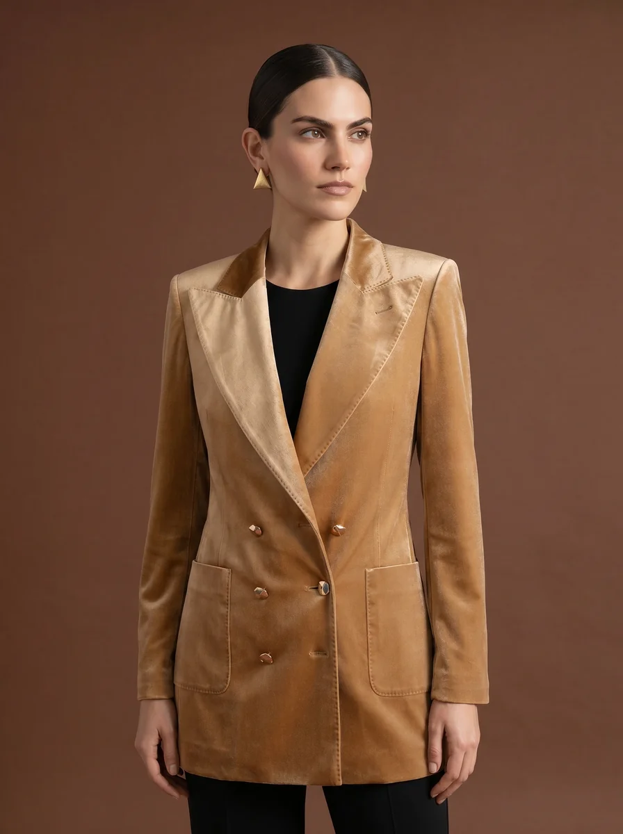 Wide-Lapel Wool Blazer detail angle